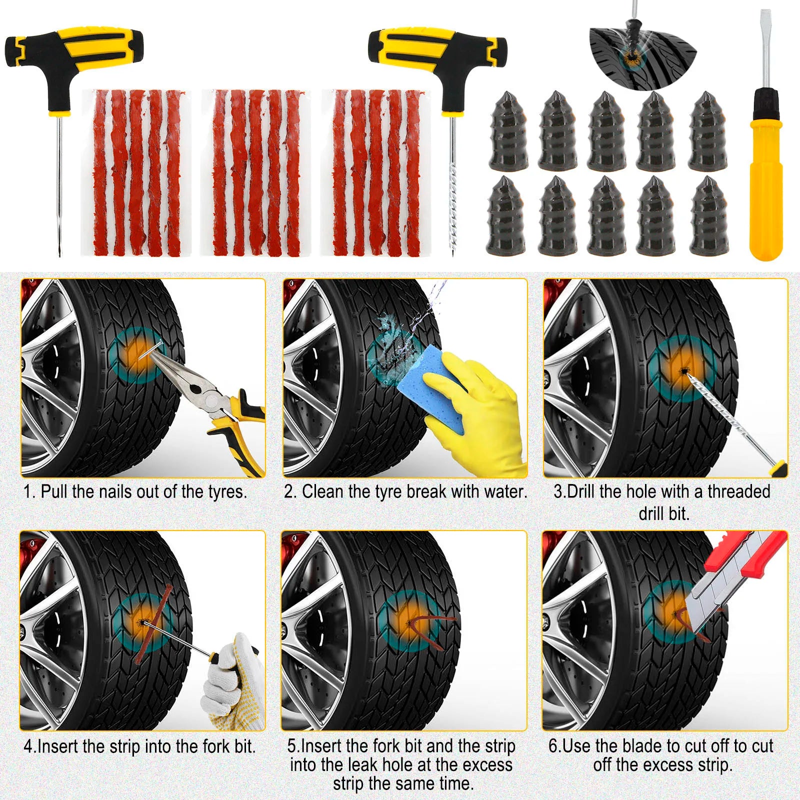 4Pcs Rubber Floor Lifting Jack Pad Axle Stand Adapter Pucks Tool Chassis For Tesla Model 3 S X Y Car Tire Repair Nail Screw Kit