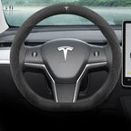 For Tesla Model 3  Y  S Model X Roadster Sport Suede Anti-slip Breathable Ultrathin Car Steering Wheel Cover Auto Accessories