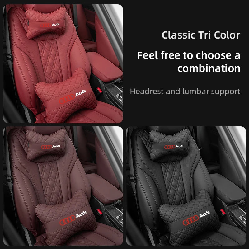 Car Seat Head Support Cushion Lumbar Pillow Interior Accessories For Audi Sline A1 A3 A4 A5 A6 A7 A8 B8 B9 B6 C6 Q2 Q3 Q5 Q7 Q8