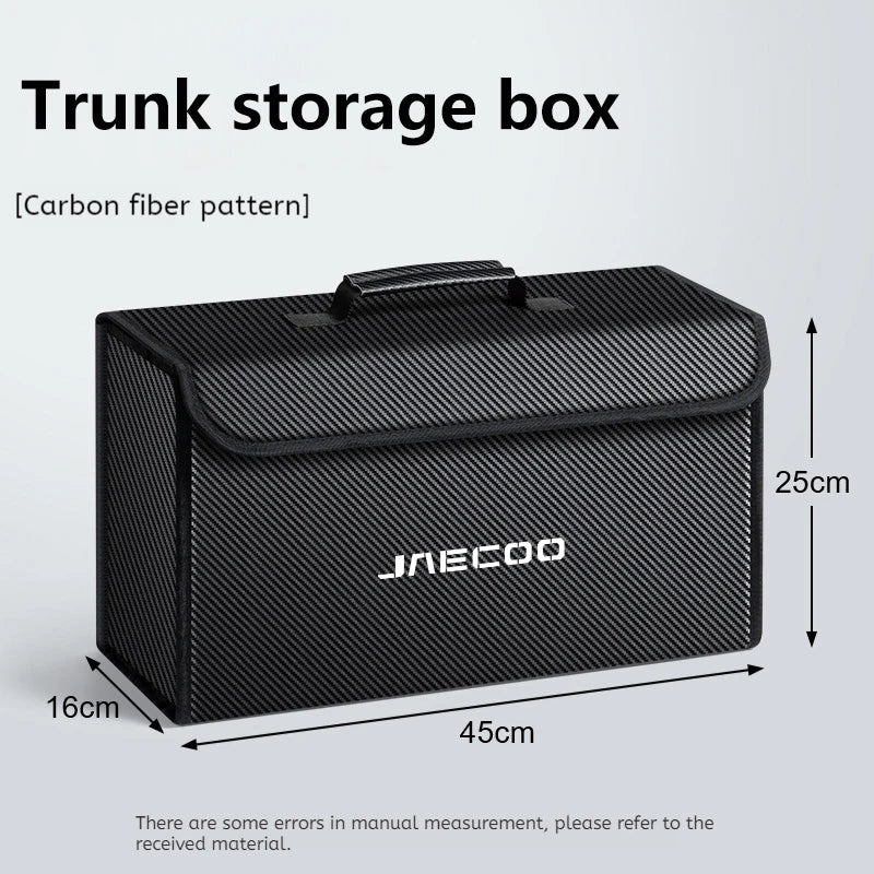 Car Leather  Trunk Storage Box Foldable Carbon Fiber For CHERY JAECOO J7 J8 J5 2023 2024 2025 Auto Organizer Bag Accessories
