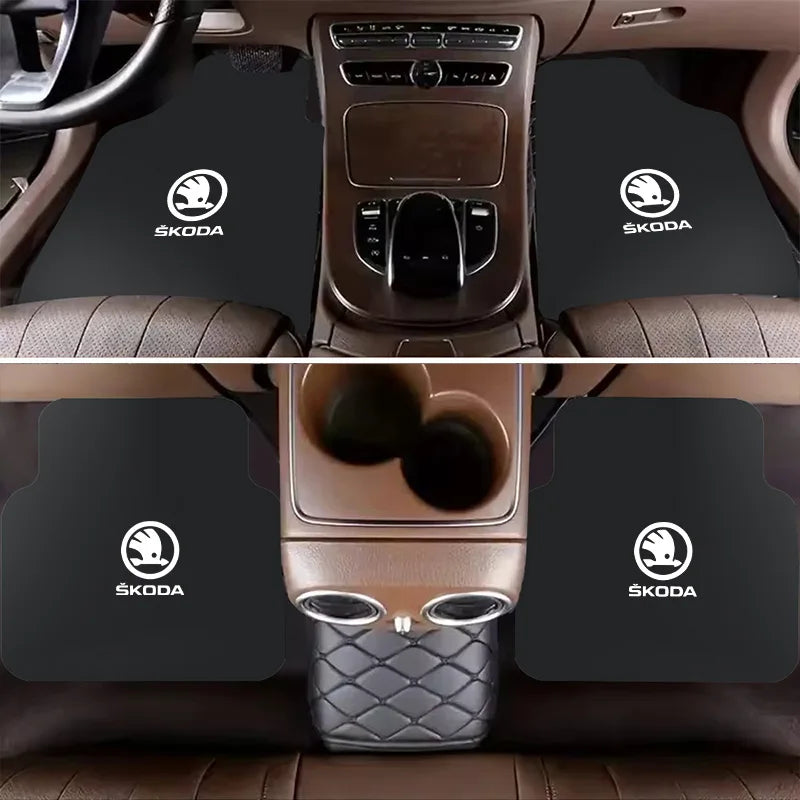 For Skoda Octavia A7 Vrs Fabia Superb Rapid Kodiaq Karoq Car Front & Rear Automotive Carpet Non-slip Floor Mat Auto Accessories