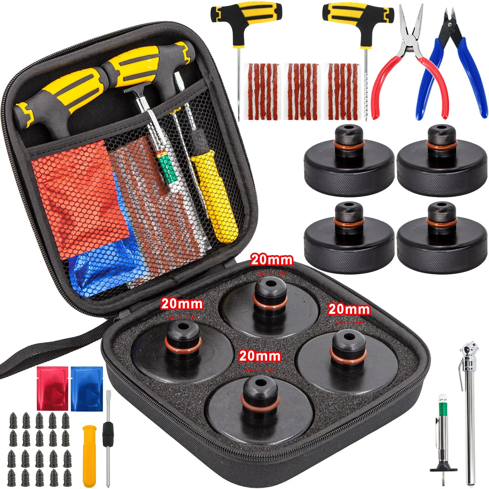 4Pcs Rubber Floor Lifting Jack Pad Axle Stand Adapter Pucks Tool Chassis For Tesla Model 3 S X Y Car Tire Repair Nail Screw Kit