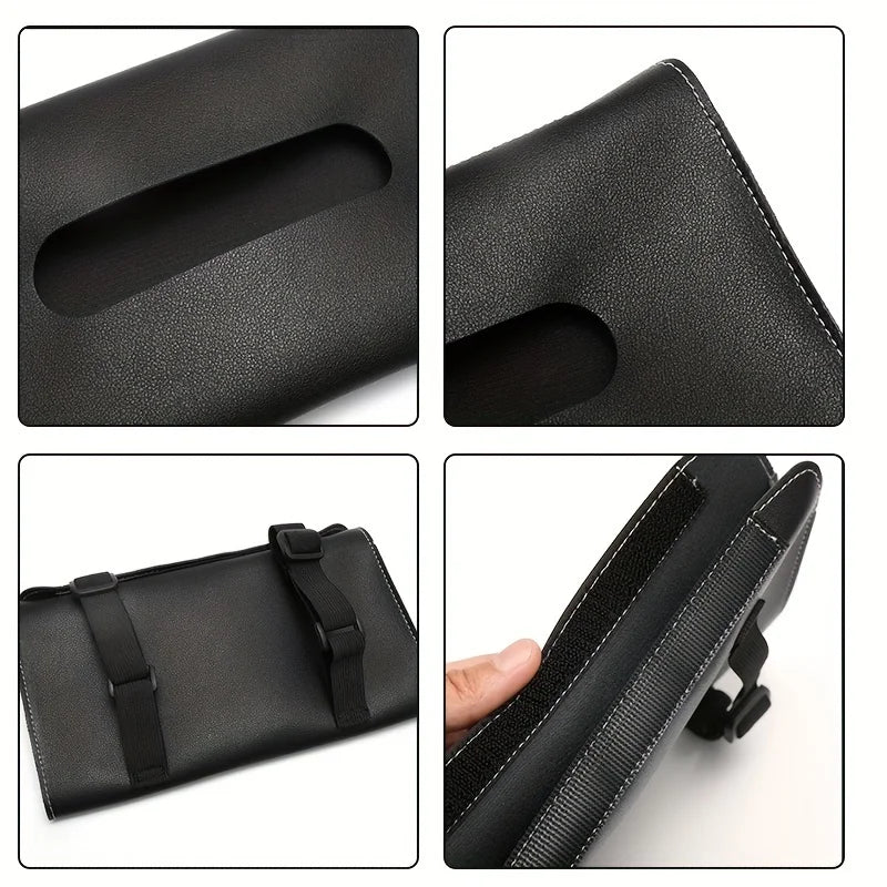 New Soft Leather Car Tissue Box Car Sun Visor Type Block Hanging Container Towel Napkin Holder Paper Rack Organizer Storage Bag