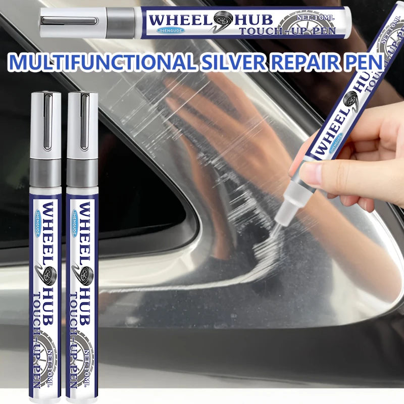 Multi-Functional Silver Repair Pen - Suitable for Chrome-Plated Wheels, Car Paint and Other Silver Areas. Simple Repair of Scratches, Dents, and Peeling Paint. Long-Lasting and Effective. a Must-Have Paint Repair Tool for Car
