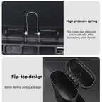 For Suzuki Swift Alto 2023~2025 Car Trash Bin Black Square Pressing Storage Box Sundries Organizer Hanging Trash Can Accessories