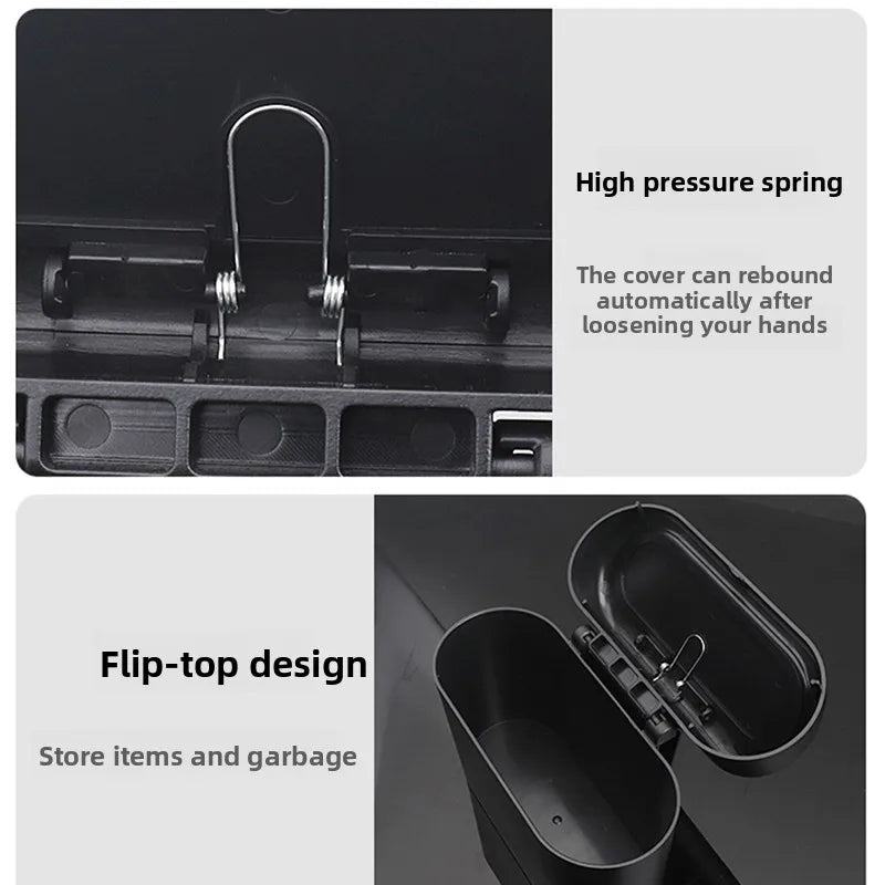 For Suzuki Swift Alto 2023~2025 Car Trash Bin Black Square Pressing Storage Box Sundries Organizer Hanging Trash Can Accessories