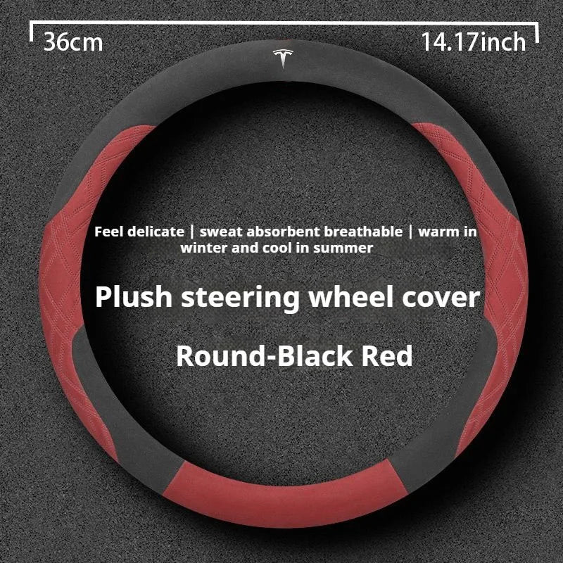 For Tesla Model 3  Y  S Model X Roadster Sport Suede Anti-slip Breathable Ultrathin Car Steering Wheel Cover Auto Accessories
