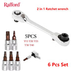 Rafford Mini Treble 1/4 Ratchet Wrench Double Ended Quick Socket Ratchet Wrench Screwdriver Hex Torque Wrenches Set 2in1 Spanner