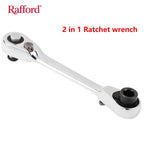 Rafford Mini Treble 1/4 Ratchet Wrench Double Ended Quick Socket Ratchet Wrench Screwdriver Hex Torque Wrenches Set 2in1 Spanner