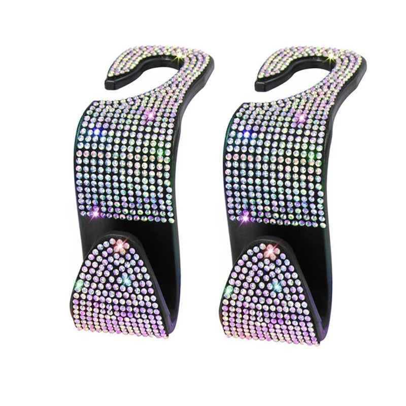 Rhinestone Decor Car Seat Back Hook Hanger Universal Bling Diamond Vehicle Auto Headrest Storage Holder Car Accessories