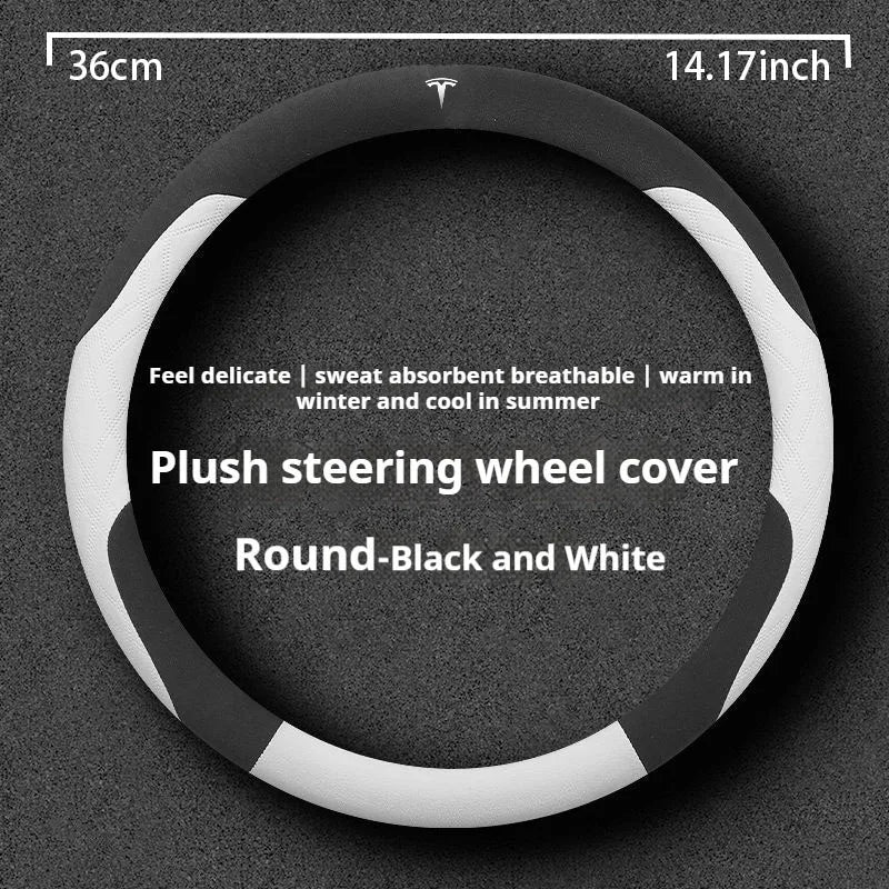 For Tesla Model 3  Y  S Model X Roadster Sport Suede Anti-slip Breathable Ultrathin Car Steering Wheel Cover Auto Accessories